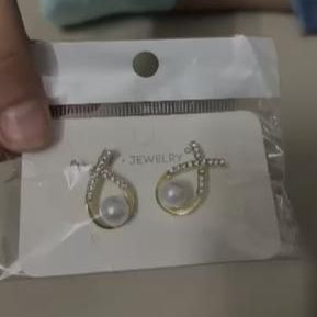 Korean Studded Cross Pearl Stud Earrings
