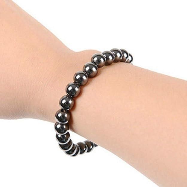 Natural Round Beads Magnetic Hematite 8mm Bracelet (Pack of 2)