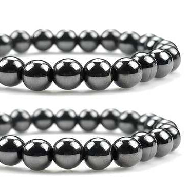 Natural Round Beads Magnetic Hematite 8mm Bracelet (Pack of 2)